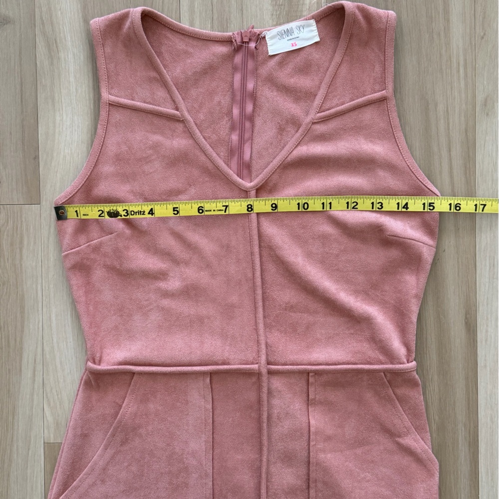 Sienna Sky Faux Suede Sleeveless Rose Mini Dress - Picture 10 of 13